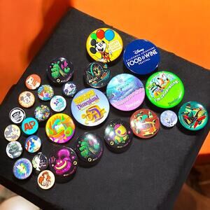 Disney Lot 27 Pin Buttons AP Tinkerbell Ariel Birthday Happily Ever After Etc!